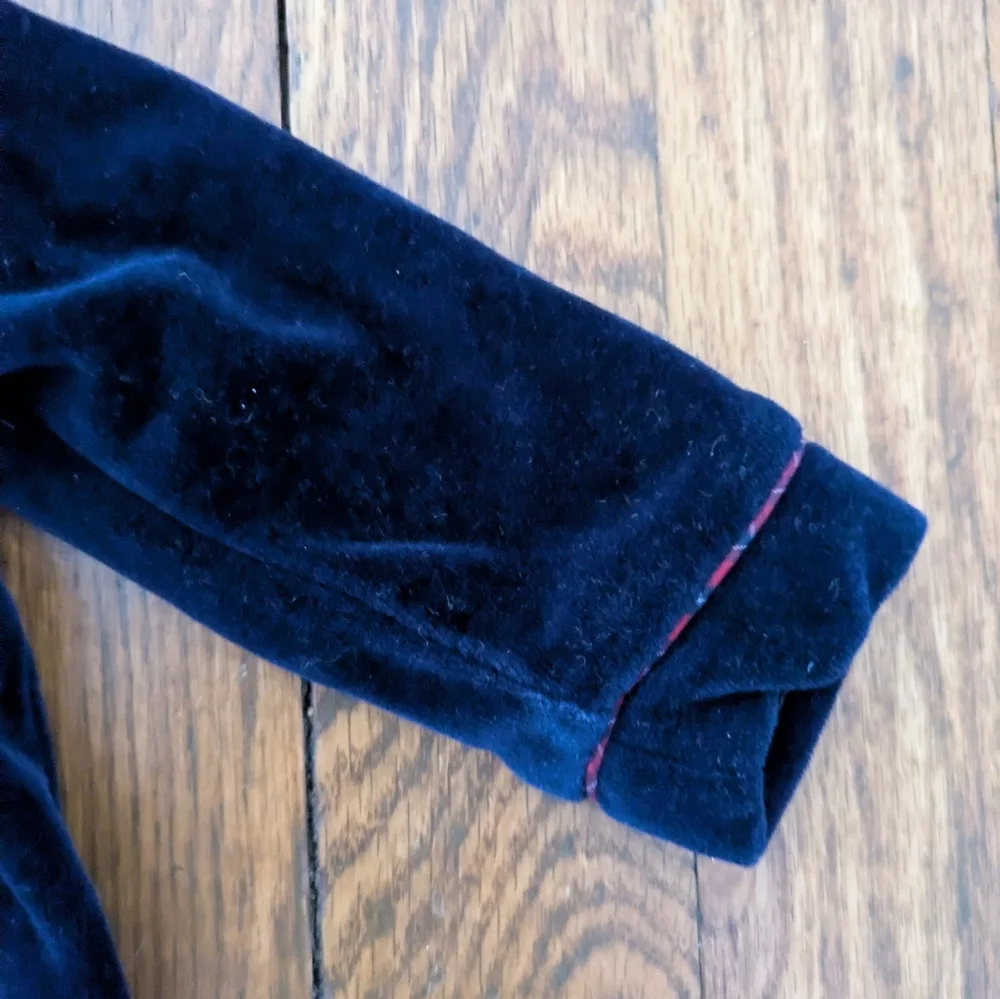 Ralph Lauren Velvet Christmas Footed Onesie 3M blue